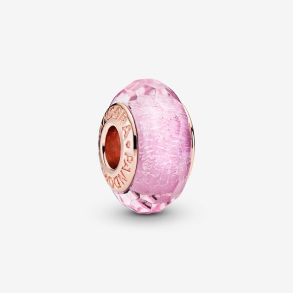 Faceted Pink Murano Glass Charm Pandora Australia