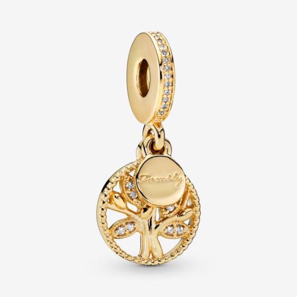 Sparkling Family Tree Dangle Charm Pandora Australia Gold Plated