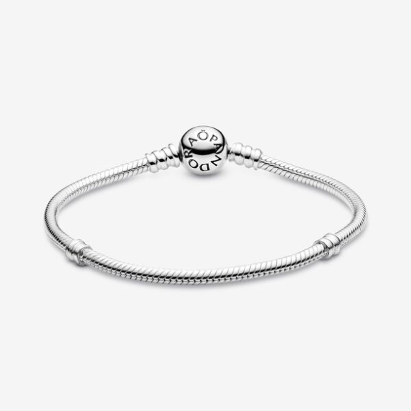 Pandora Australia Moments Sparkling Heart Clasp Snake Chain Bracelet
