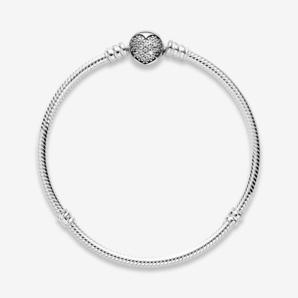 Pandora Australia Moments Sparkling Heart Clasp Snake Chain Bracelet