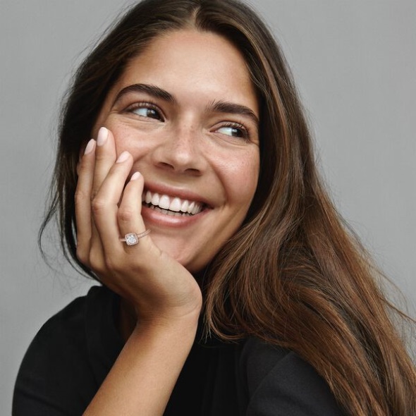 Square Sparkle Halo Ring Pandora Australia Rose Gold Plated