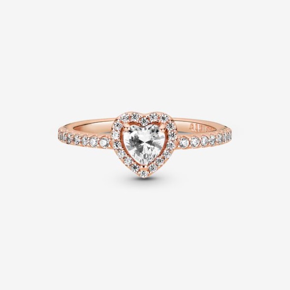 Sparkling Elevated Heart Ring Pandora Australia Rose Gold Plated