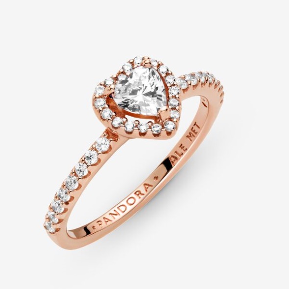 Sparkling Elevated Heart Ring Pandora Australia Rose Gold Plated