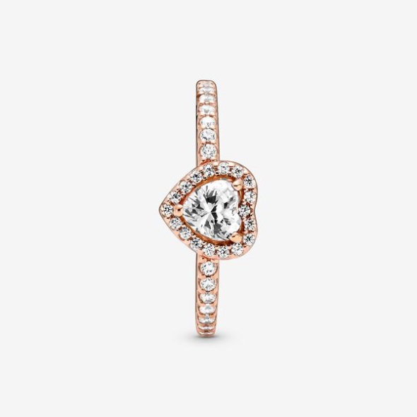 Sparkling Elevated Heart Ring Pandora Australia Rose Gold Plated