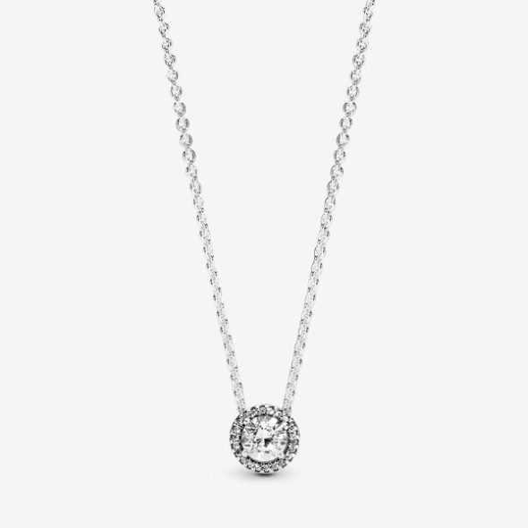 Round Sparkle Halo Necklace Pandora Australia Sterling Silver