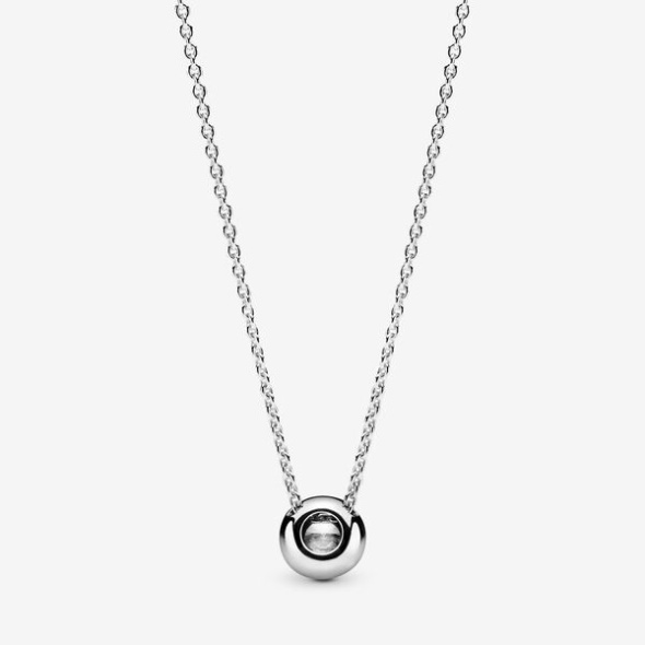 Round Sparkle Halo Necklace Pandora Australia Sterling Silver