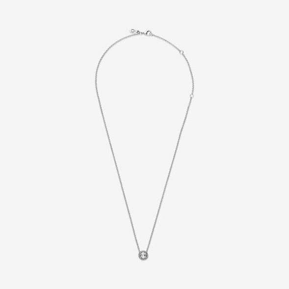Round Sparkle Halo Necklace Pandora Australia Sterling Silver