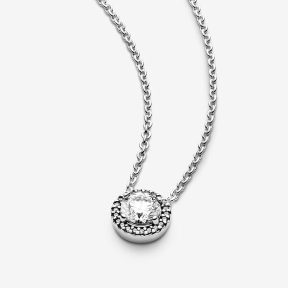 Round Sparkle Halo Necklace Pandora Australia Sterling Silver