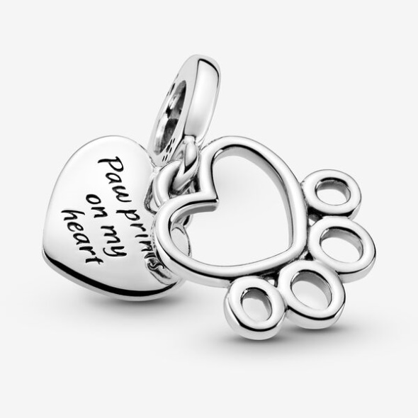 Hearts Paw Print Dangle Charm Pandora Australia