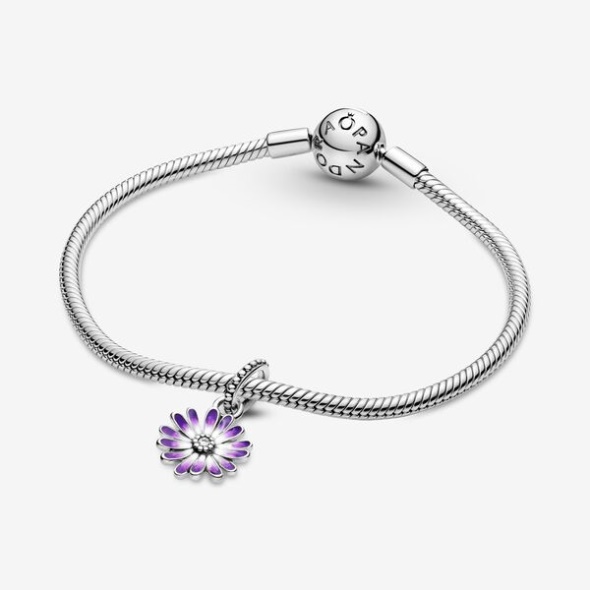 Purple Daisy Dangle Charm Pandora Australia Sterling Silver