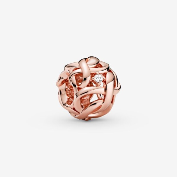 Openwork Woven Infinity Charm Pandora Australia Rose Gold Plated
