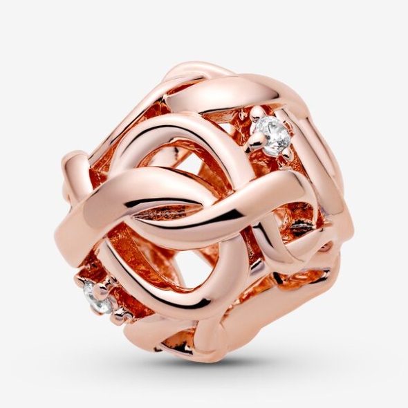 Openwork Woven Infinity Charm Pandora Australia Rose Gold Plated