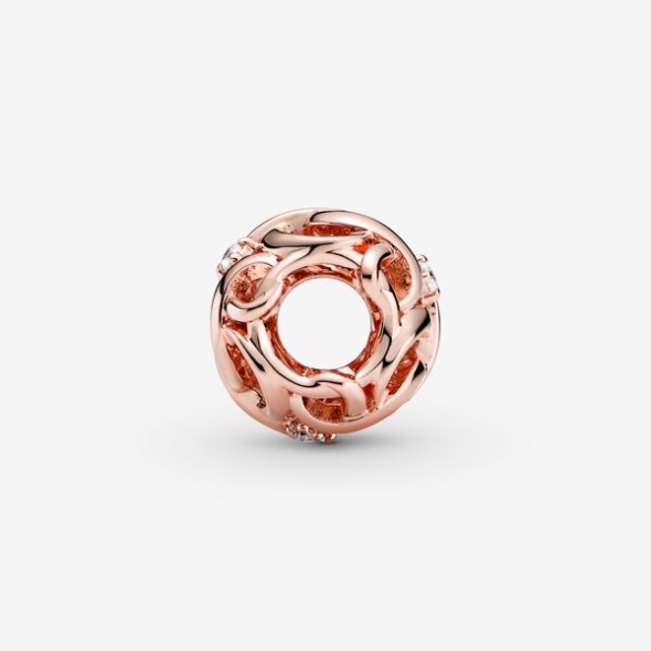 Openwork Woven Infinity Charm Pandora Australia Rose Gold Plated