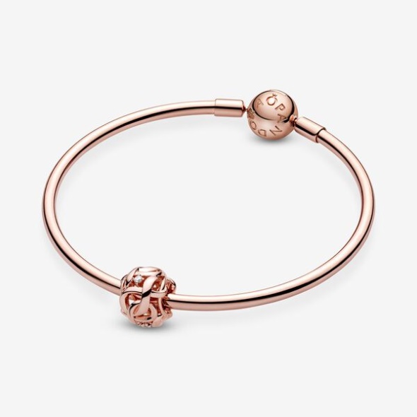 Openwork Woven Infinity Charm Pandora Australia Rose Gold Plated