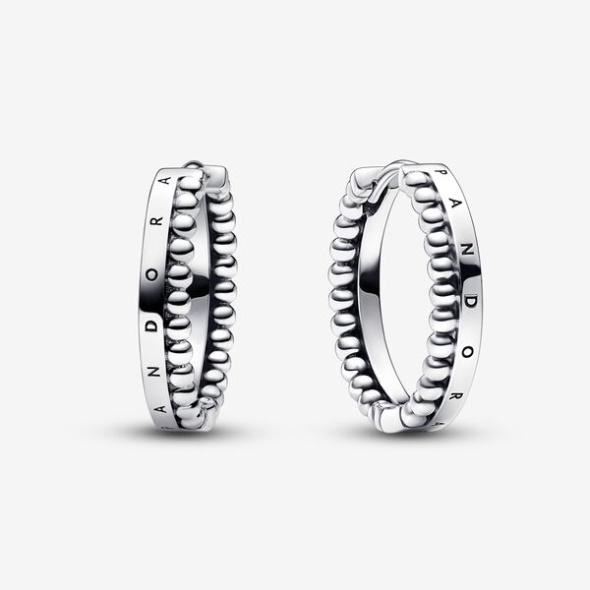Pandora Australia Signature Logo Beads Hoop Earrings