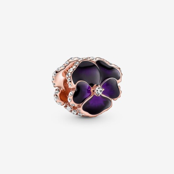 Deep Purple Pansy Flower Charm Pandora Australia