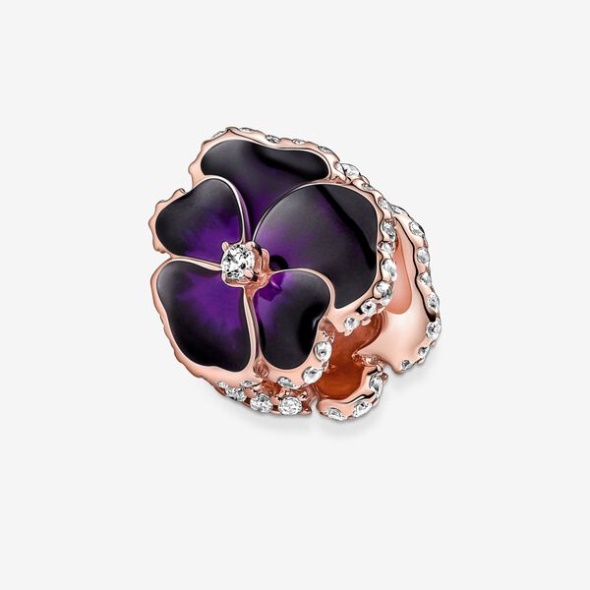 Deep Purple Pansy Flower Charm Pandora Australia