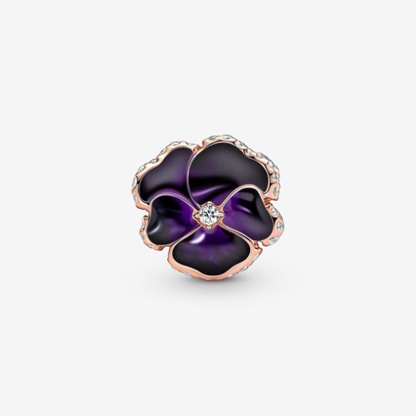 Deep Purple Pansy Flower Charm Pandora Australia
