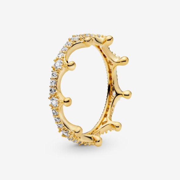 Clear Sparkling Crown Ring Pandora Australia Gold Plated