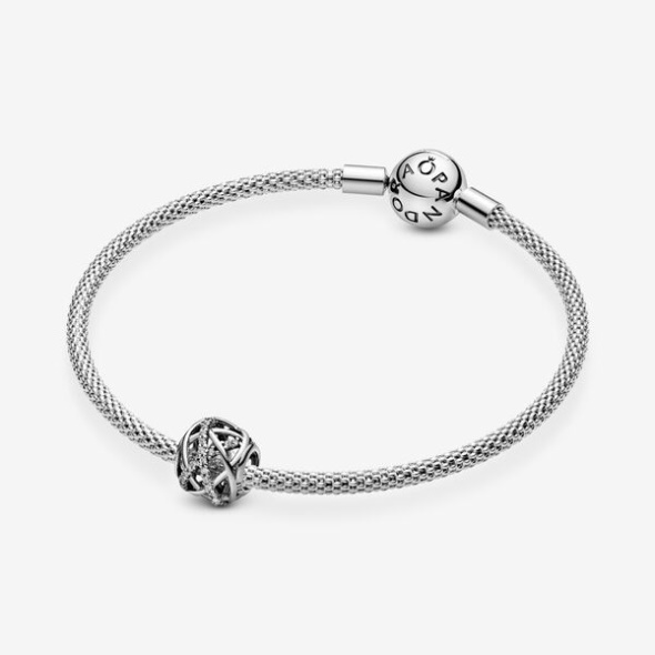 Sparkling Lines Openwork Charm Pandora Australia Sterling Silver