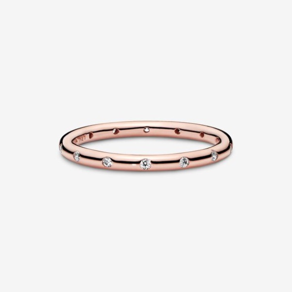 Simple Sparkling Band Ring Pandora Australia Rose Gold Plated