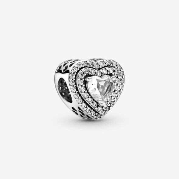 Sparkling Leveled Hearts Charm Pandora Australia Sterling Silver