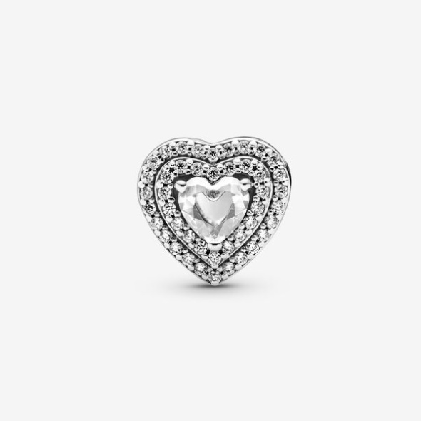 Sparkling Leveled Hearts Charm Pandora Australia Sterling Silver