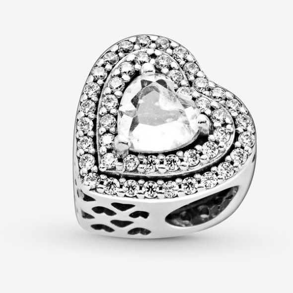 Sparkling Leveled Hearts Charm Pandora Australia Sterling Silver