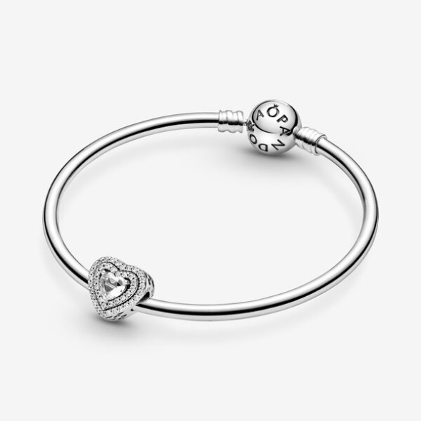 Sparkling Leveled Hearts Charm Pandora Australia Sterling Silver