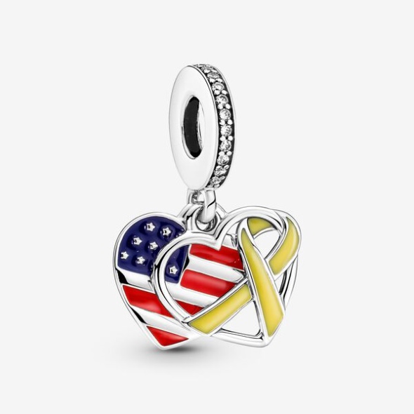 Heart Flag Remembrance Ribbon Double Dangle Charm Pandora Australia