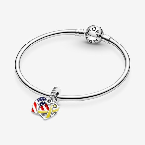 Heart Flag Remembrance Ribbon Double Dangle Charm Pandora Australia