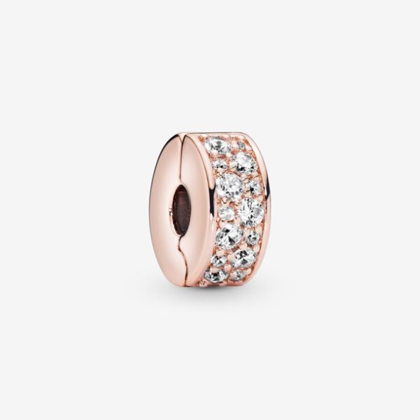 Clear Pave Clip Charm Pandora Australia Rose Gold Plated