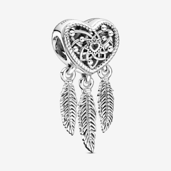 Openwork Heart Three Feathers Dreamcatcher Charm Pandora Australia