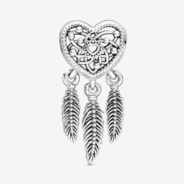 Openwork Heart Three Feathers Dreamcatcher Charm Pandora Australia