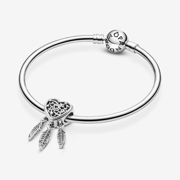 Openwork Heart Three Feathers Dreamcatcher Charm Pandora Australia