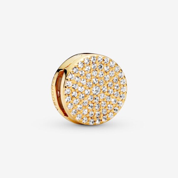 Round Pave Clip Charm Pandora Australia Gold Plated