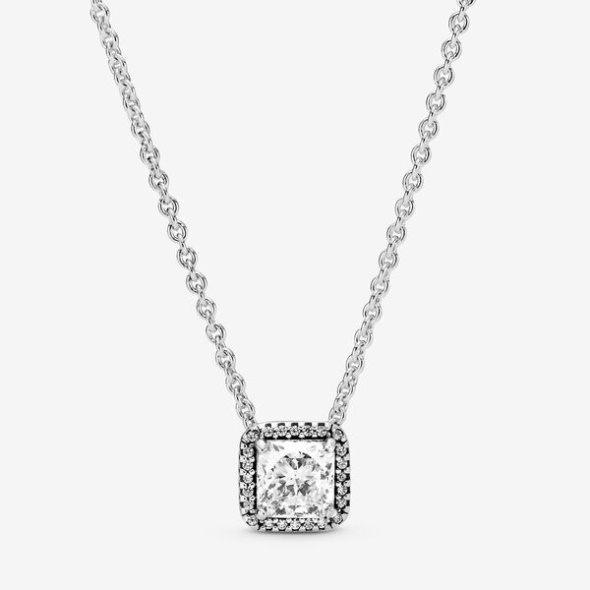 Square Sparkle Halo Necklace Pandora Australia