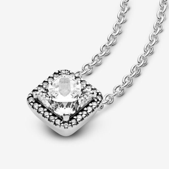 Square Sparkle Halo Necklace Pandora Australia