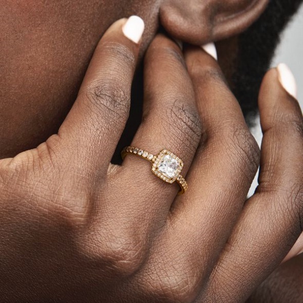 Square Sparkle Halo Ring Pandora Australia