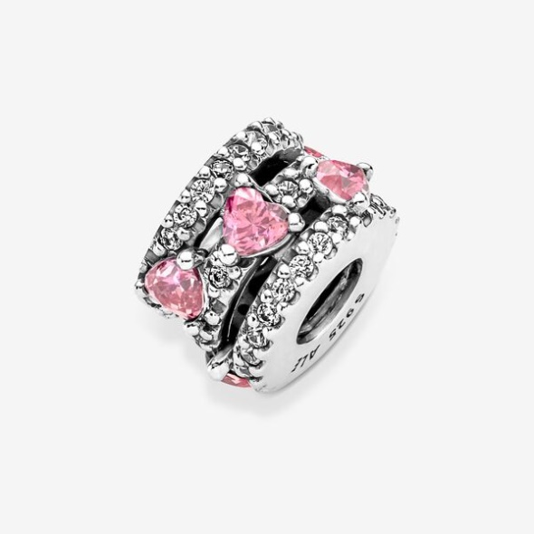 Sparkling Triple Halo Hearts Charm Pandora Australia