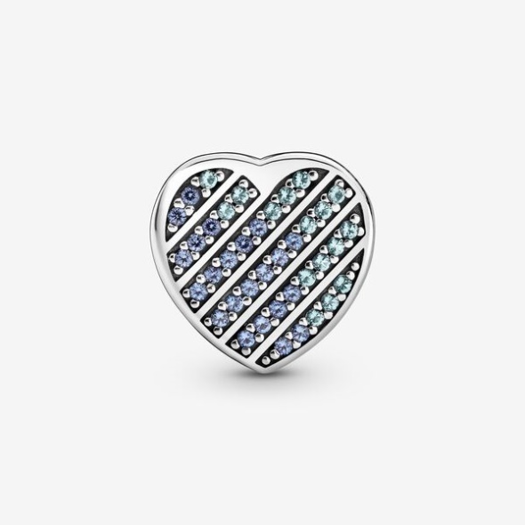 Blue Pave Heart Clip Charm Pandora Australia