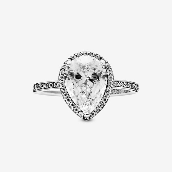 Sparkling Teardrop Halo Ring Pandora Australia Sterling Silver