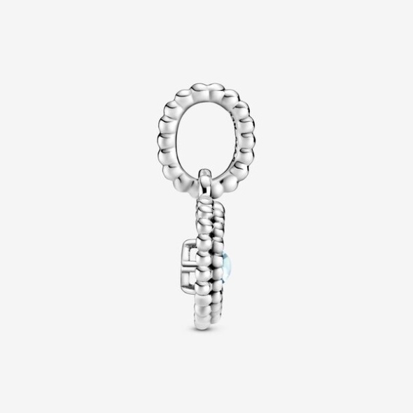 March Aqua Blue Beaded Heart Dangle Charm Pandora Australia