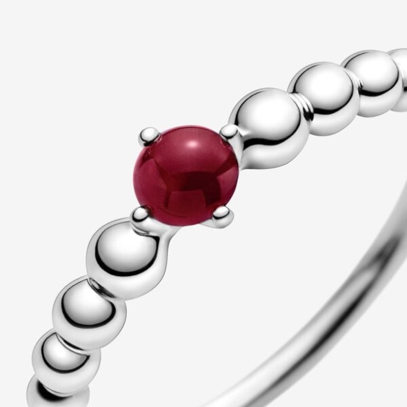 January Dark Red Beaded Ring Pandora Australia