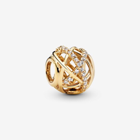 Sparkling And Polished Lines Charm Pandora Australia Gold