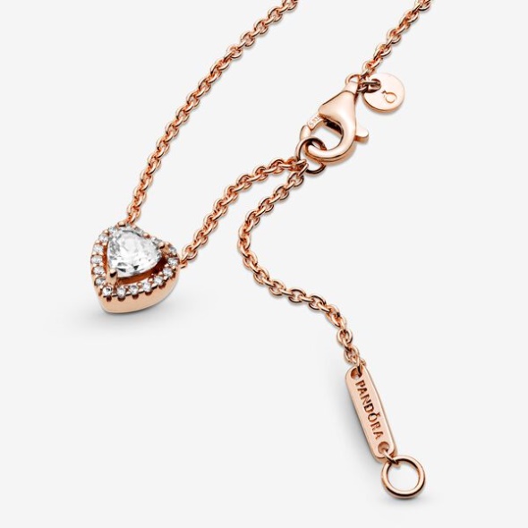 Sparkling Heart Collier Necklace Pandora Australia Rose Gold Plated