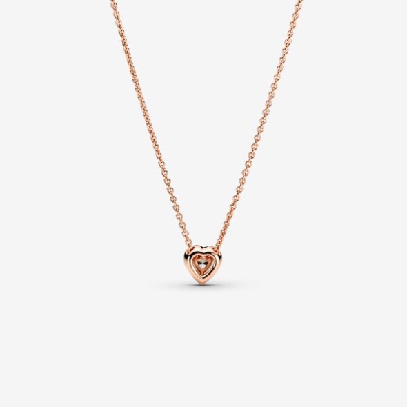 Sparkling Heart Collier Necklace Pandora Australia Rose Gold Plated