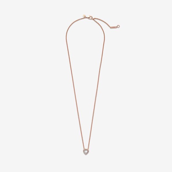 Sparkling Heart Collier Necklace Pandora Australia Rose Gold Plated