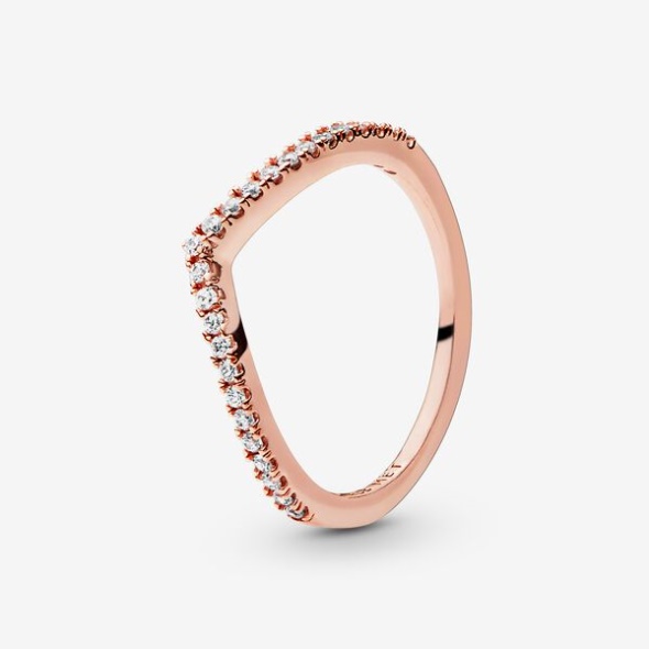 Sparkling Wishbone Ring Pandora Australia Rose Gold Plated