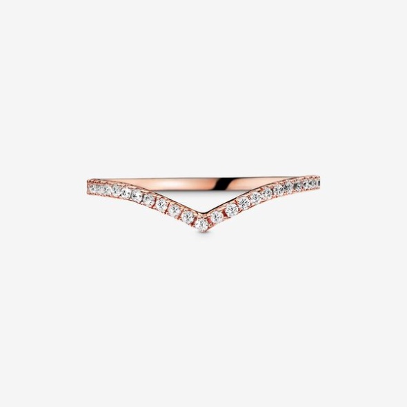 Sparkling Wishbone Ring Pandora Australia Rose Gold Plated